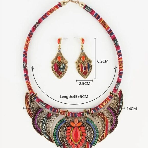 Bohemian Style Necklace and earrings set - Picture 4 of 14